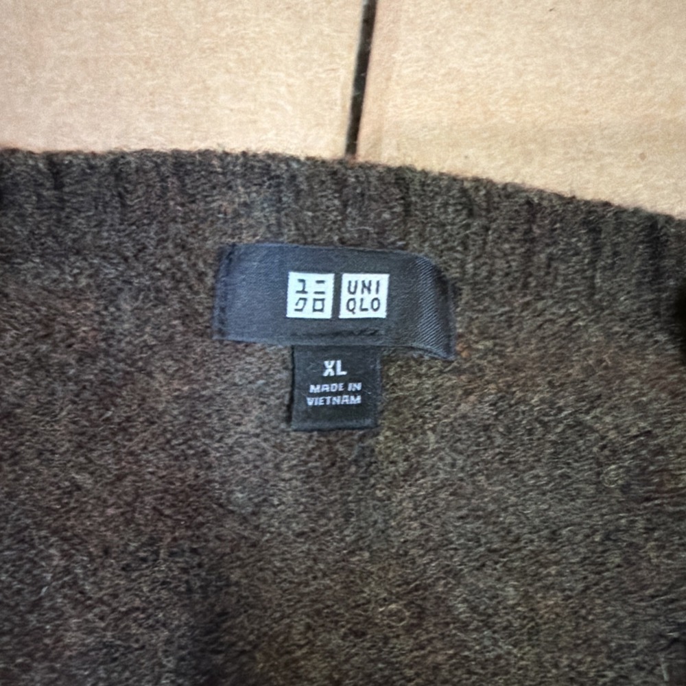 Uniqlo Mens Wool Sweater XL Brown - Picture 3 of 5
